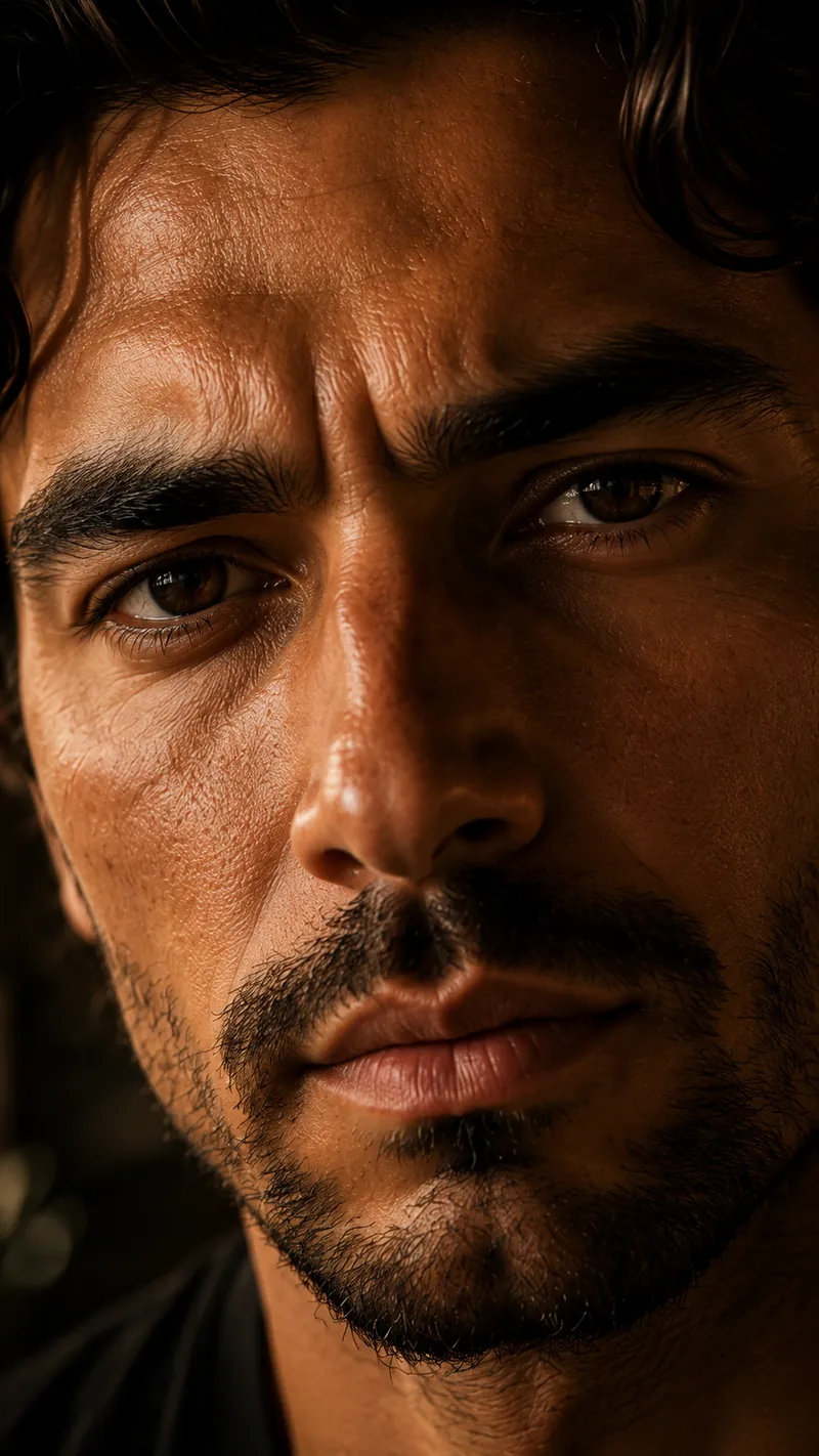 Ejemplo de primerísimo primer plano: solo el rostro, cortando frente y mentón.